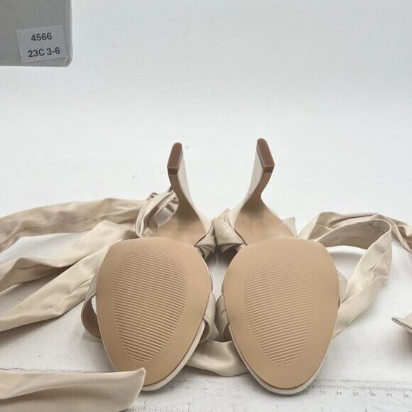 Milooey White Open Toe Strappy Sandal Lace Up Block High Heels Ankle Strap Shoes - Picture 7 of 8